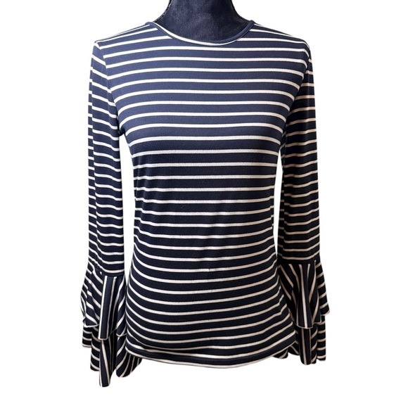 Andthewhy Tops - Andthewhy | NWT Navy and White Striped Top with Flair Cuffs | Sz S